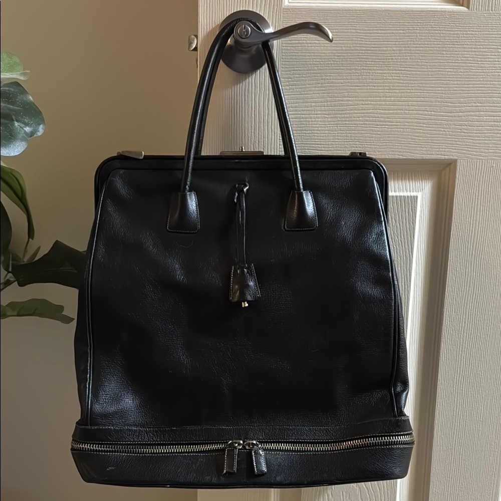 Prada Black Leather Travel Bag